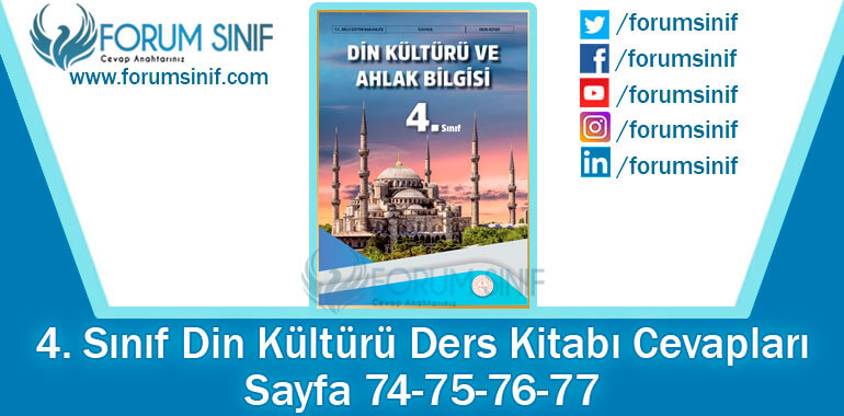 4. Sınıf Din Kültürü Ders Kitabı Sayfa 74-75-76-77. Cevapları MEB Yayınları