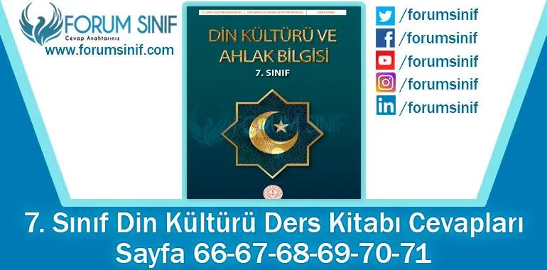 7. Sınıf Din Kültürü Ders Kitabı 66-67-68-69-70-71. Sayfa Cevapları MEB Yayınları