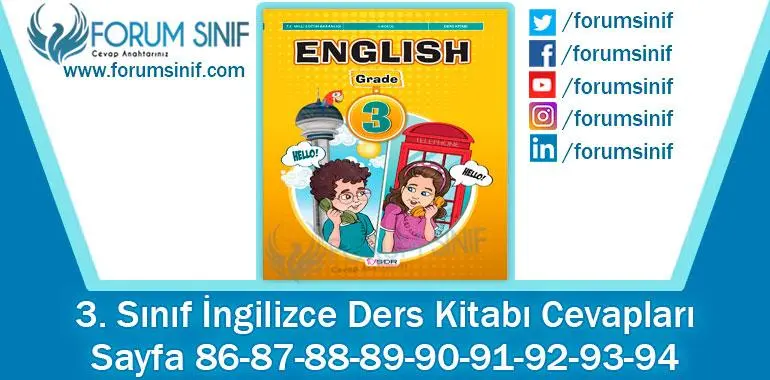 3. Sınıf İngilizce Ders Kitabı 86-87-88-89-90-91-92-93-94. Sayfa Cevapları SDR Dikey Yayıncılık 3. Sınıf İngilizce Ders Kitabı 86-87-88-89-90-91-92-93-94. Sayfa Cevapları SDR Dikey Yayıncılık