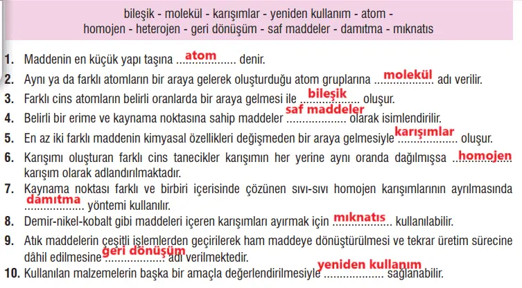 7. Sınıf Fen Bilimleri Ders Kitabı Sayfa 139 Cevapları MEB Yayınları1