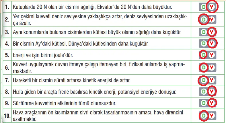 7. Sınıf Fen Bilimleri Ders Kitabı Sayfa 95 Cevapları MEB Yayınları