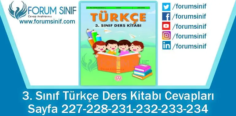 3. Sınıf Türkçe Ders Kitabı Sayfa 227-228-231-232-233-234. Cevapları MEB Yayınları