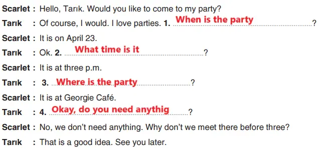 7. Sınıf İngilizce Ders Kitabı Sayfa 82 Cevapları Yıldırım Yayınları