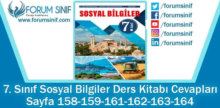 7. Sınıf Sosyal Bilgiler Ders Kitabı 158-159-161-162-163-164. Sayfa Cevapları Yıldırım Yayınları