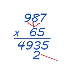 2. Birler basamağındaki çarpımları çarpan çizgisinin aşağısına olduğu gibi yaz ve onlar basamağına geç