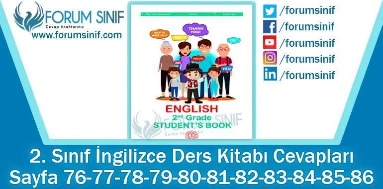 2. Sınıf İngilizce Ders Kitabı 76-77-78-79-80-81-82-83-84-85-86. Sayfa Cevapları MEB Yayınları
