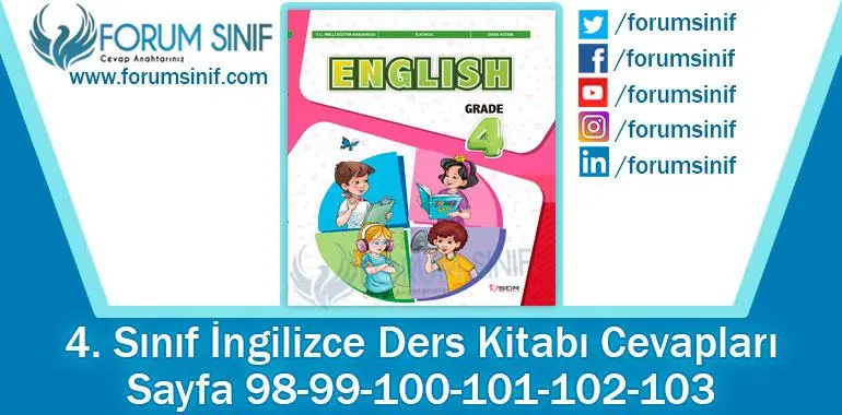 4. Sınıf İngilizce Ders Kitabı 98-99-100-101-102-103. Sayfa Cevapları SDR Dikey Yayıncılık