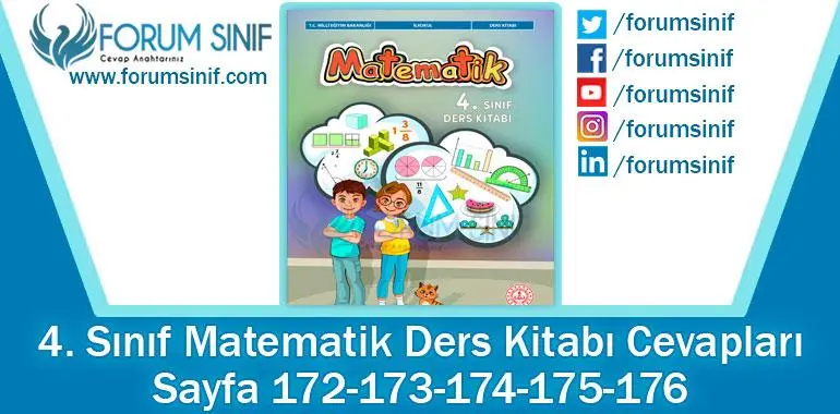 4. Sınıf Matematik Ders Kitabı 172-173-174-175-176. Sayfa Cevapları MEB Yayınları
