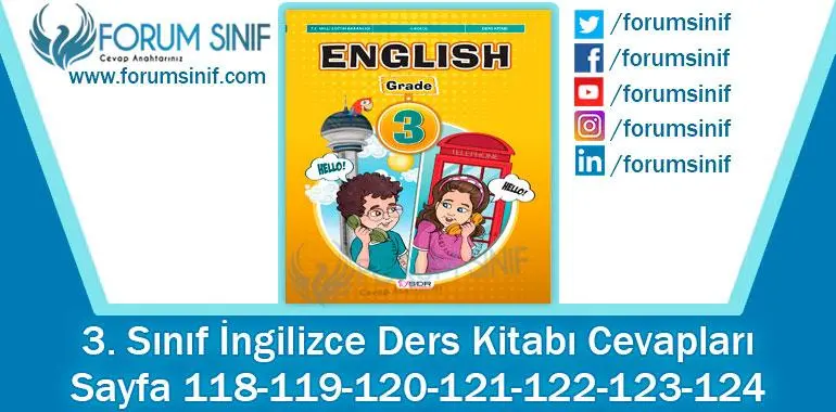 3. Sınıf İngilizce Ders Kitabı 118-119-120-121-122-123-124. Sayfa Cevapları SDR Dikey Yayıncılık