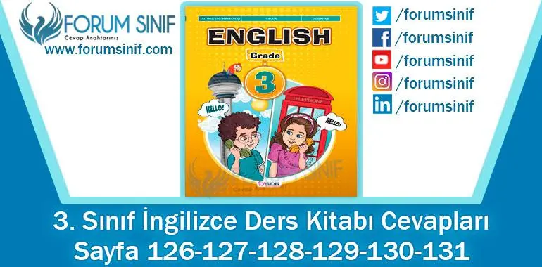 3. Sınıf İngilizce Ders Kitabı 126-127-128-129-130-131. Sayfa Cevapları SDR Dikey Yayıncılık