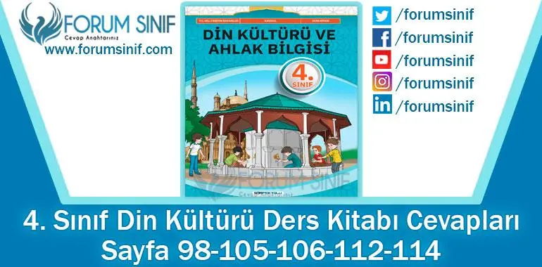 4. Sınıf Din Kültürü Ders Kitabı Sayfa 98-105-106-112-114. Cevapları SDR İpekyolu Yayıncılık 4. Sınıf Din Kültürü Ders Kitabı Sayfa 98-105-106-112-114. Cevapları SDR İpekyolu Yayıncılık