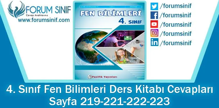 4. Sınıf Fen Bilimleri Ders Kitabı Sayfa 219-221-222-223. Cevapları Pasifik Yayıncılık