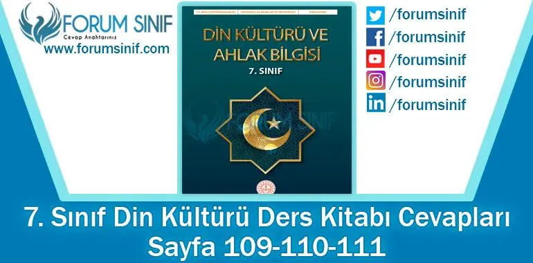 7. Sınıf Din Kültürü Ders Kitabı 109-110-111. Sayfa Cevapları MEB Yayınları