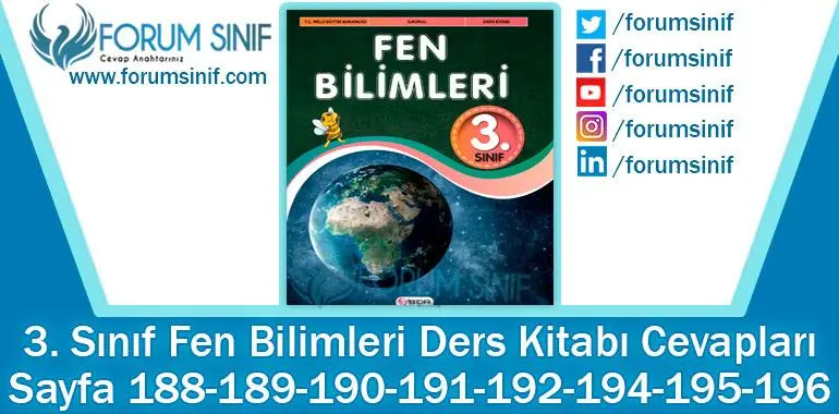 3. Sınıf Fen Bilimleri Ders Kitabı Sayfa 188-189-190-191-192-194-195-196. Cevapları SDR Dikey Yayıncılık 3. Sınıf Fen Bilimleri Ders Kitabı Sayfa 188-189-190-191-192-194-195-196. Cevapları SDR Dikey Yayıncılık