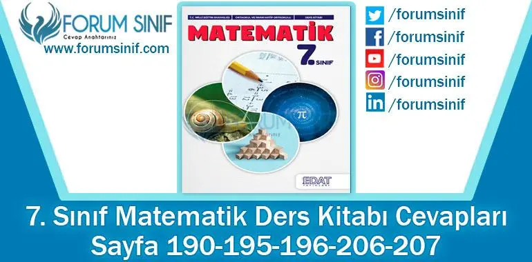 7. Sınıf Matematik Ders Kitabı 190-195-196-206-207. Sayfa Cevapları EDAT Yayınları