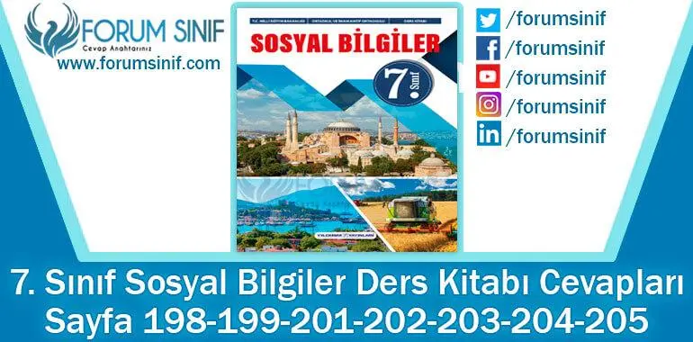7. Sınıf Sosyal Bilgiler Ders Kitabı 198-199-201-202-203-204-205. Sayfa Cevapları Yıldırım Yayınları