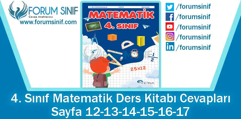 4. Sınıf Matematik Ders Kitabı 12-13-14-15-16-17. Sayfa Cevapları Fersa Yayıncılık