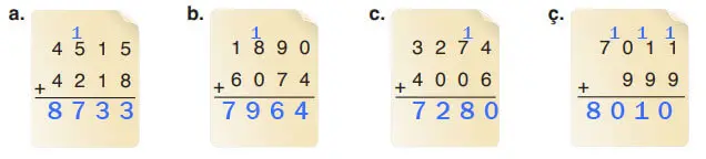 4. Sınıf Matematik Ders Kitabı Sayfa 44 Cevapları Fersa Yayıncılık