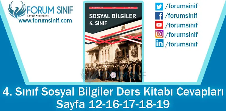 4. Sınıf Sosyal Bilgiler Ders Kitabı 12-16-17-18-19. Sayfa Cevapları MEB Yayınları
