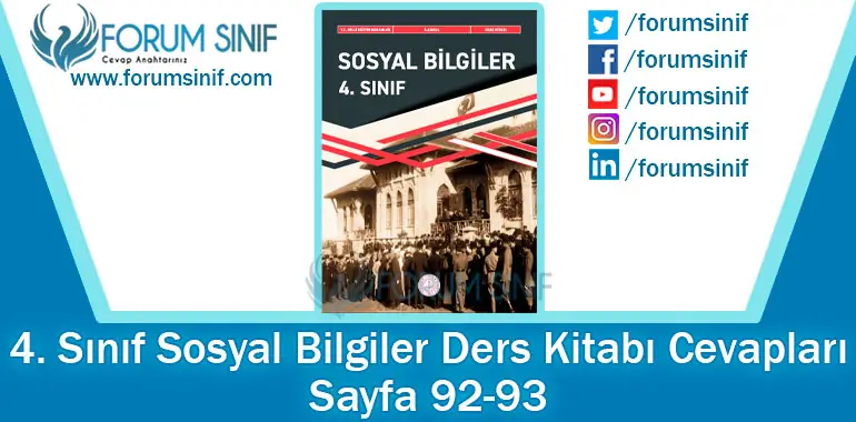 4. Sınıf Sosyal Bilgiler Ders Kitabı 92-93. Sayfa Cevapları MEB Yayınları