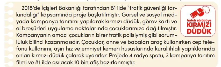 4. Sınıf Trafik Güvenliği Ders Kitabı Sayfa 12 Cevapları MEB Yayınları