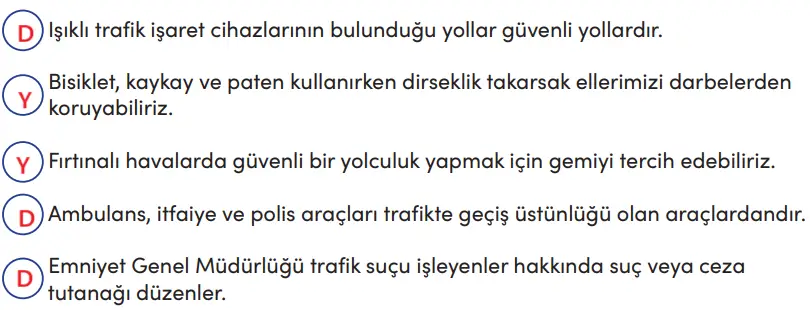 4. Sınıf Trafik Güvenliği Ders Kitabı Sayfa 36 Cevapları MEB Yayınları