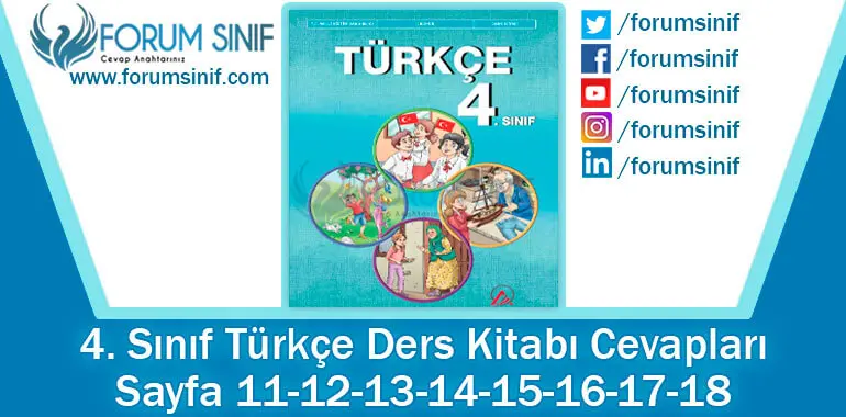 4. Sınıf Türkçe Ders Kitabı 11-12-13-14-15-16-17-18. Sayfa Cevapları ADA Yayıncılık