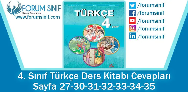 4. Sınıf Türkçe Ders Kitabı 27-30-31-32-33-34-35. Sayfa Cevapları ADA Yayıncılık