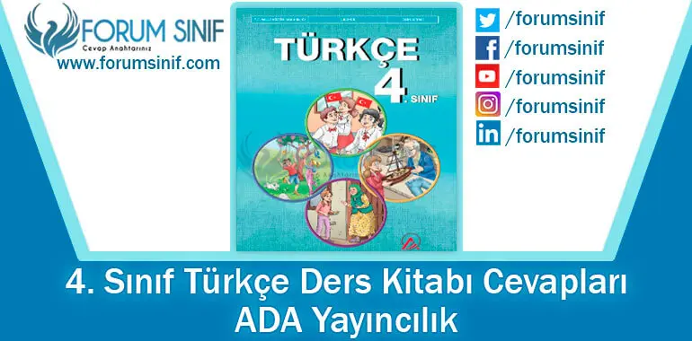 4. Sınıf Türkçe Ders Kitabı Cevapları ADA Yayıncılık