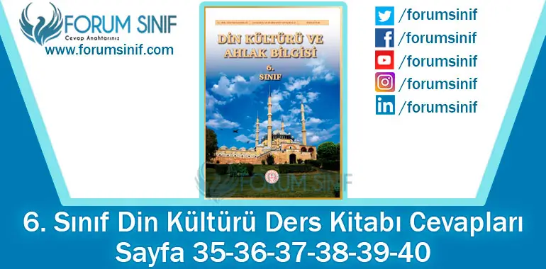 6. Sınıf Din Kültürü Ders Kitabı Sayfa 35-36-37-38-39-40. Cevapları MEB Yayınları 6. Sınıf Din Kültürü Ders Kitabı Sayfa 35-36-37-38-39-40. Cevapları MEB Yayınları