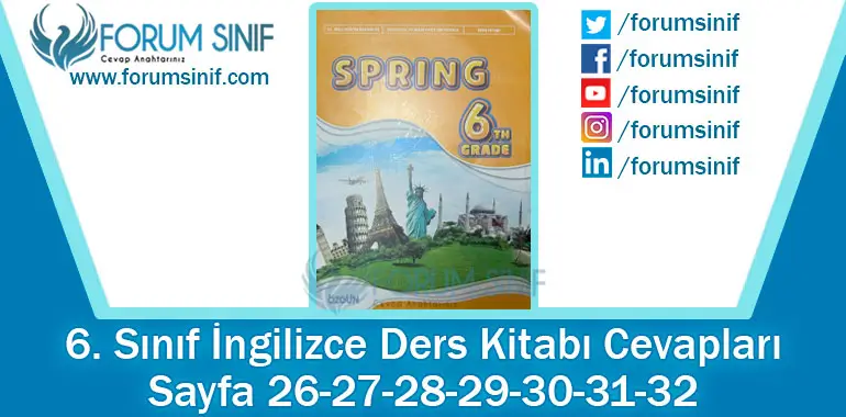 6. Sınıf İngilizce Ders Kitabı 26-27-28-29-30-31-32. Sayfa Cevapları ÖZGÜN Yayıncılık 6. Sınıf İngilizce Ders Kitabı 26-27-28-29-30-31-32. Sayfa Cevapları ÖZGÜN Yayıncılık