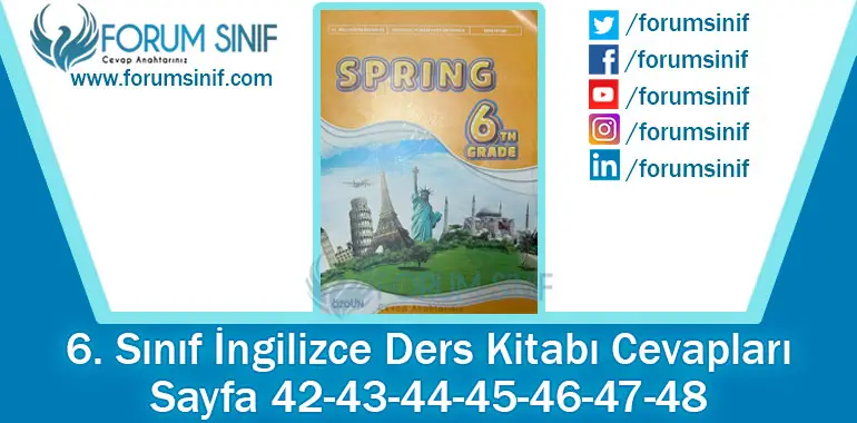 6. Sınıf İngilizce Ders Kitabı 42-43-44-45-46-47-48. Sayfa Cevapları ÖZGÜN Yayıncılık