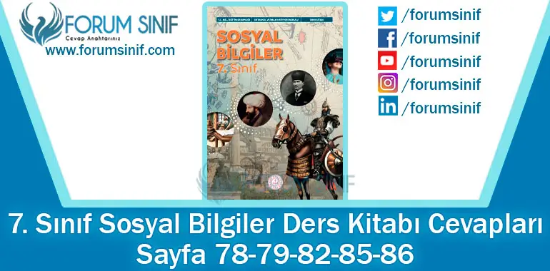 7. Sınıf Sosyal Bilgiler Ders Kitabı 78-79-82-85-86. Sayfa Cevapları MEB Yayınları