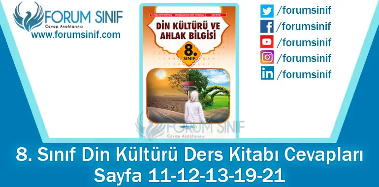 8. Sınıf Din Kültürü Ders Kitabı 11-12-13-19-21. Sayfa Cevapları SDR İpekyolu Yayıncılık