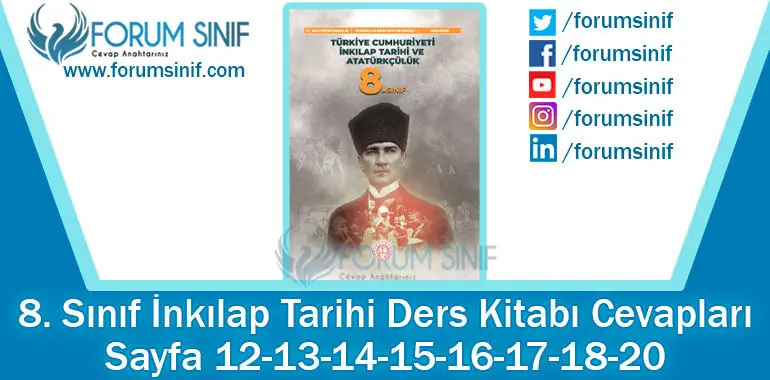 8. Sınıf İnkılap Tarihi Ders Kitabı 12-13-14-15-16-17-18-20. Sayfa Cevapları MEB Yayınları