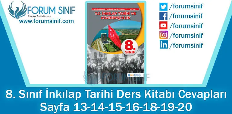 8. Sınıf İnkılap Tarihi Ders Kitabı 13-14-15-16-18-19-20. Sayfa Cevapları Dersdestek Yayıncılık
