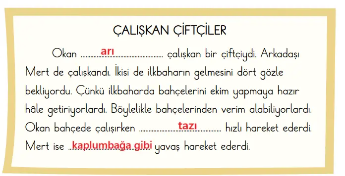 2. Sınıf Türkçe Ders Kitabı Sayfa 102 Cevapları MEB Yayınları