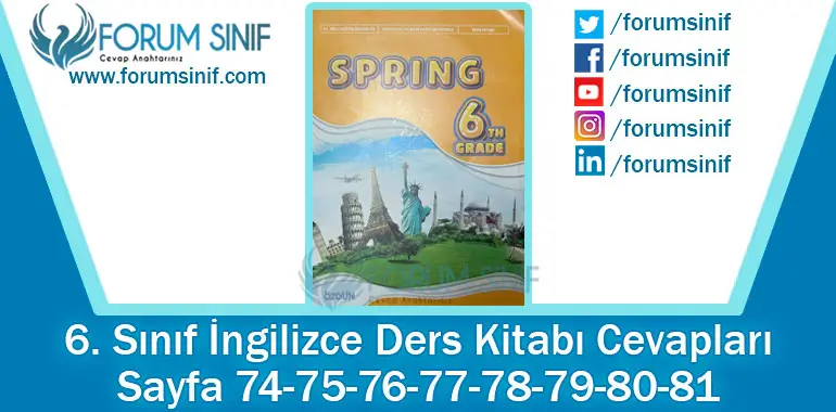 6. Sınıf İngilizce Ders Kitabı 74-75-76-77-78-79-80-81. Sayfa Cevapları ÖZGÜN Yayıncılık 6. Sınıf İngilizce Ders Kitabı 74-75-76-77-78-79-80-81. Sayfa Cevapları ÖZGÜN Yayıncılık