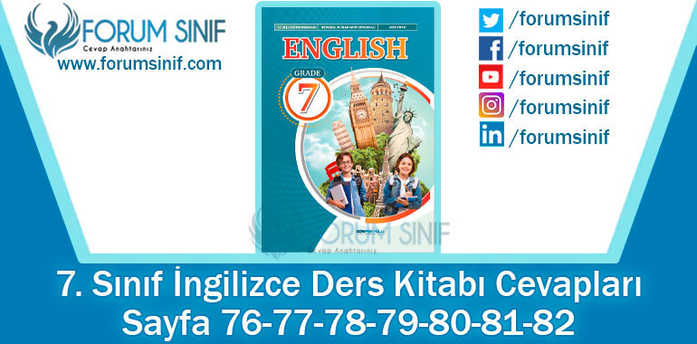 7. Sınıf İngilizce Ders Kitabı 76-77-78-79-80-81-82. Sayfa Cevapları SDR İpekyolu Yayıncılık 7. Sınıf İngilizce Ders Kitabı 76-77-78-79-80-81-82. Sayfa Cevapları SDR İpekyolu Yayıncılık