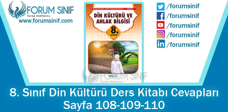 8. Sınıf Din Kültürü Ders Kitabı 108-109-110. Sayfa Cevapları SDR İpekyolu Yayıncılık