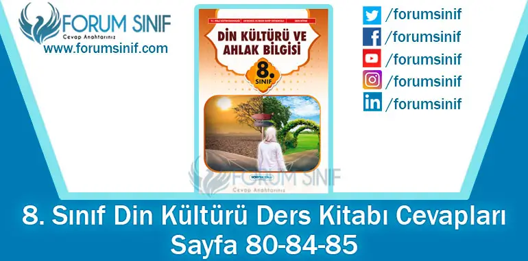 8. Sınıf Din Kültürü Ders Kitabı 80-84-85. Sayfa Cevapları SDR İpekyolu Yayıncılık