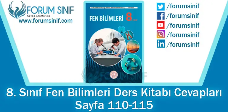 8. Sınıf Fen Bilimleri Ders Kitabı Sayfa 110-115. Cevapları MEB Yayınları