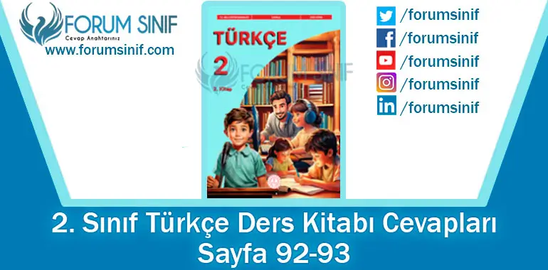 2. Sınıf Türkçe Ders Kitabı 92-93. Sayfa Cevapları 2. KİTAP