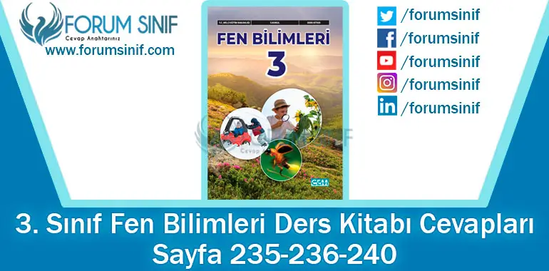 3. Sınıf Fen Bilimleri Ders Kitabı Sayfa 235-236-240. Cevapları CEM Yayıncılık