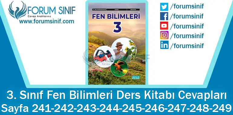 3. Sınıf Fen Bilimleri Ders Kitabı Sayfa 241-242-243-244-245-246-247-248-249. Cevapları CEM Yayıncılık