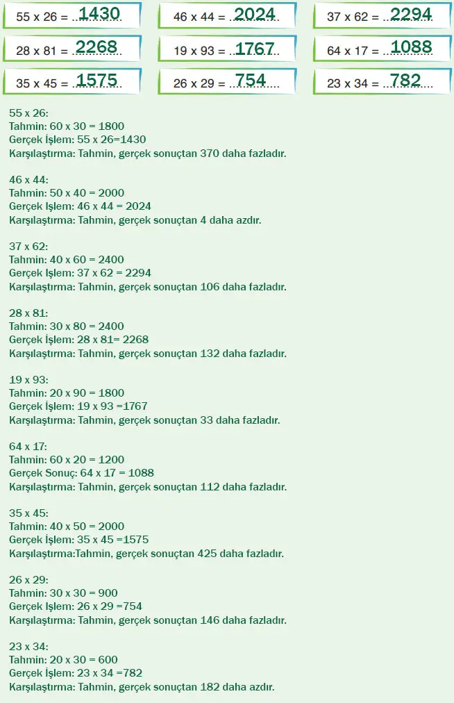 4. Sınıf Matematik Ders Kitabı 84-86-88-89-90-91. Sayfa Cevapları Fersa Yayıncılık 4. Sınıf Matematik Ders Kitabı Sayfa 91 Cevapları Fersa Yayıncılık