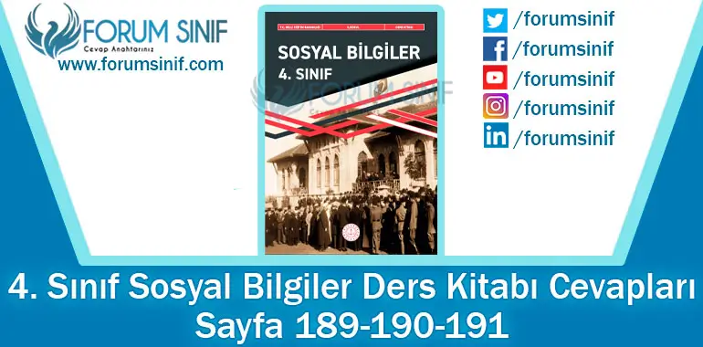 4. Sınıf Sosyal Bilgiler Ders Kitabı 189-190-191. Sayfa Cevapları MEB Yayınları