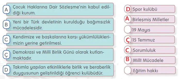 4. Sınıf Sosyal Bilgiler Ders Kitabı Sayfa 164 Cevapları MEB Yayınları