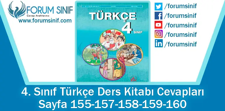 4. Sınıf Türkçe Ders Kitabı 155-157-158-159-160. Sayfa Cevapları ADA Yayıncılık
