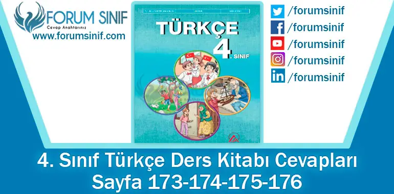 4. Sınıf Türkçe Ders Kitabı 173-174-175-176. Sayfa Cevapları ADA Yayıncılık